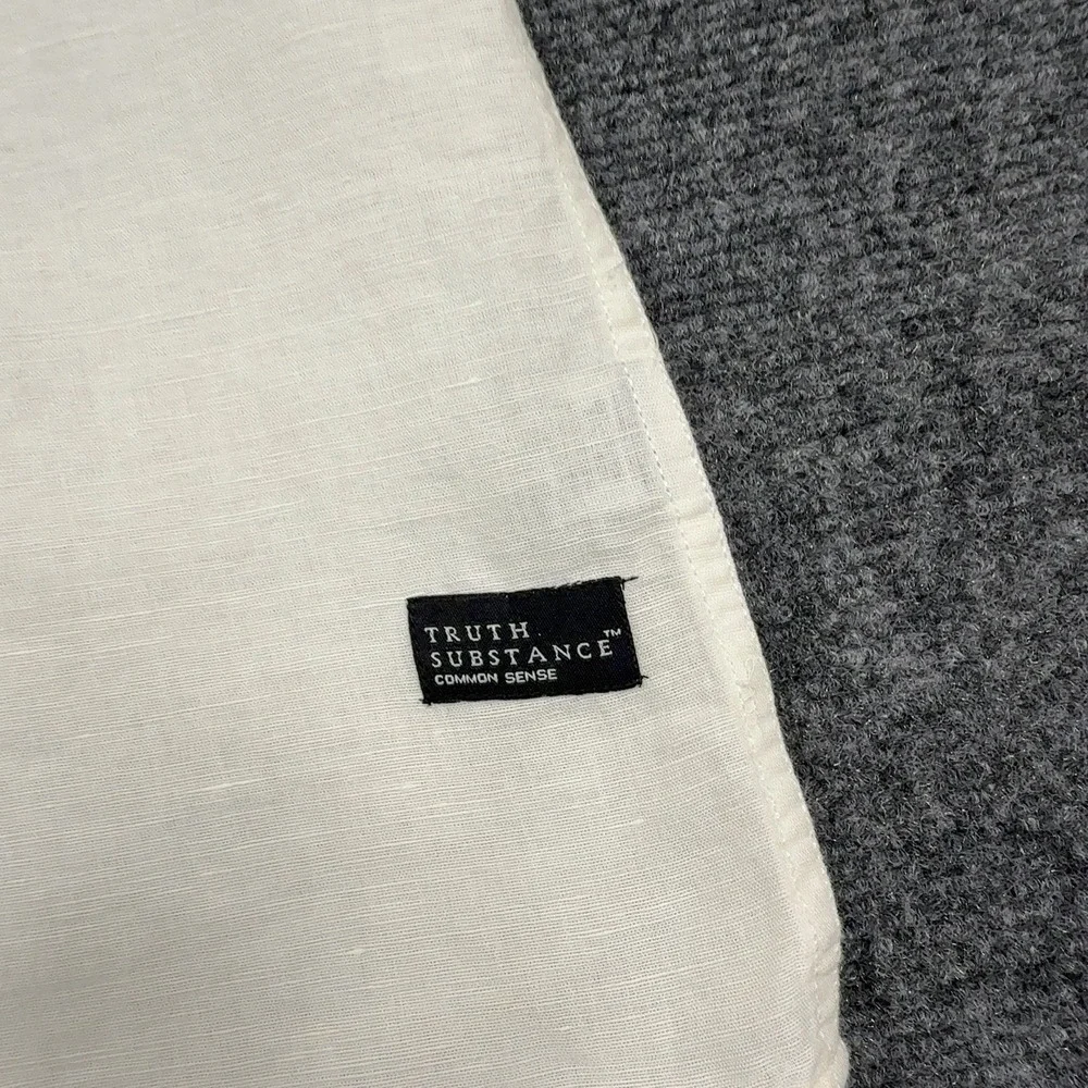 Truth Substance Shirt Mens XL White Cotton Linen Short Sleeve Casual‎ Style